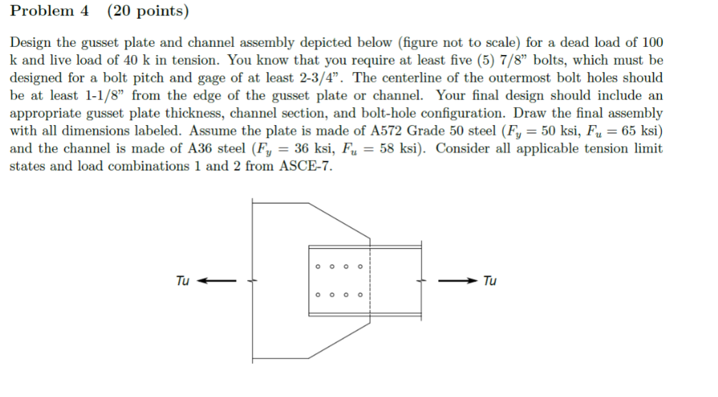 Design the gusset plate and channel assembly depicted | Chegg.com