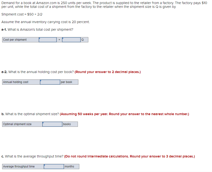 Solved Demand for a book at is 250 units per