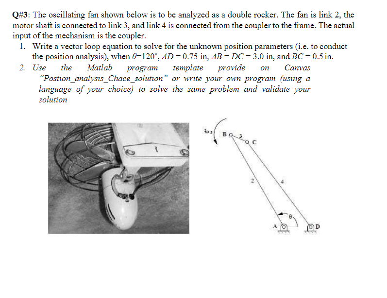 Q\#3: The oscillating fan shown below is to be | Chegg.com