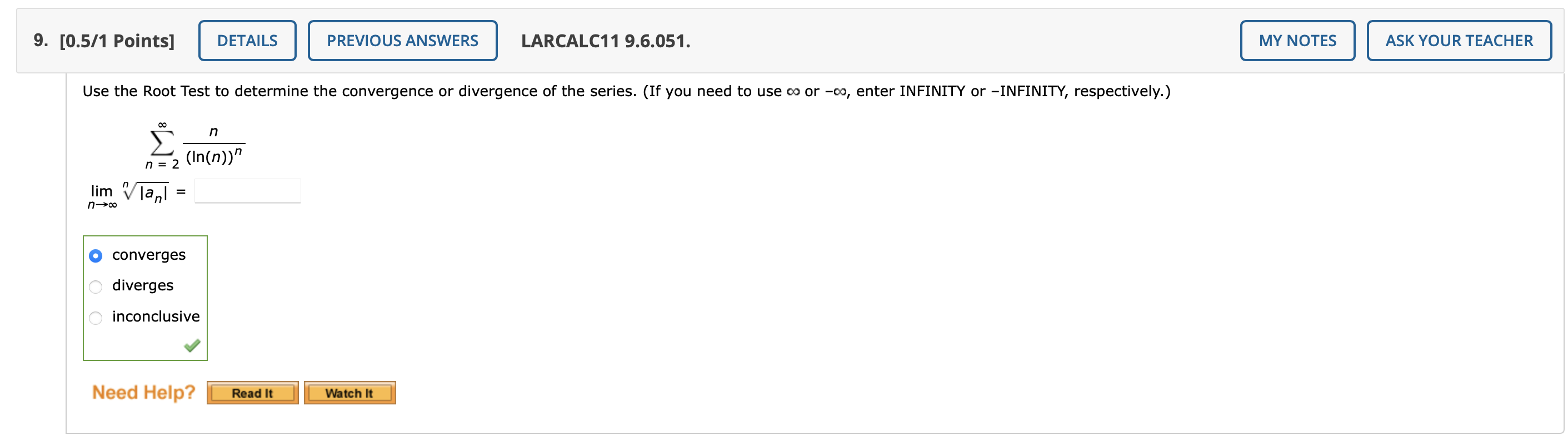 solved-use-the-root-test-to-determine-the-convergence-or-chegg