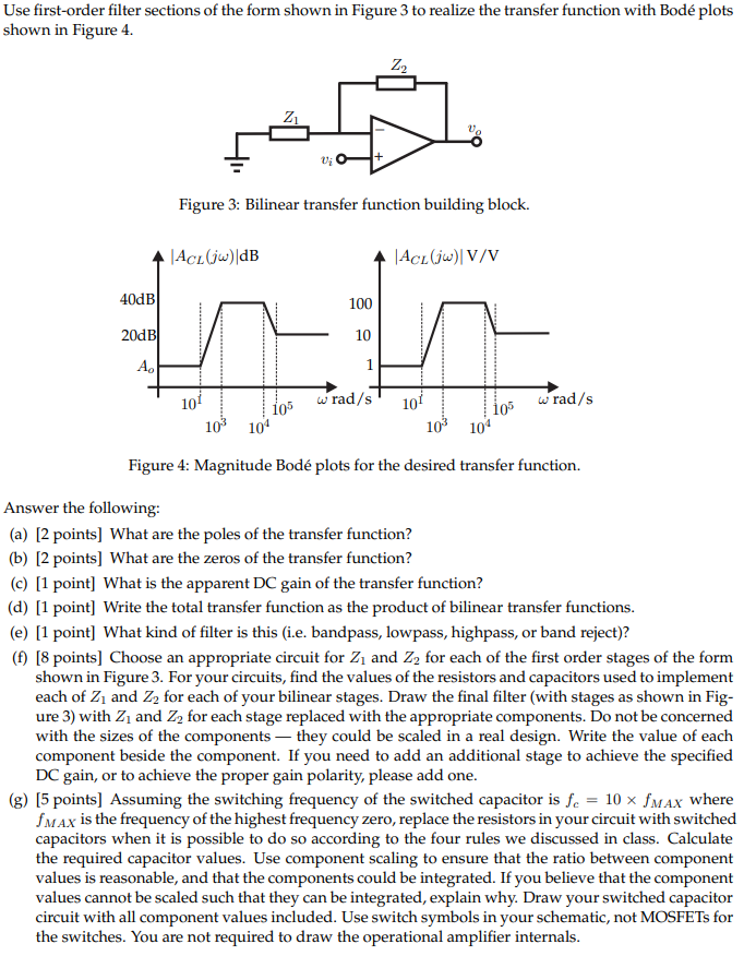 Solved Use first-order filter sections of the form shown in | Chegg.com