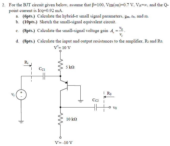 Solved 2. For the BJT circuit given below, assume that | Chegg.com