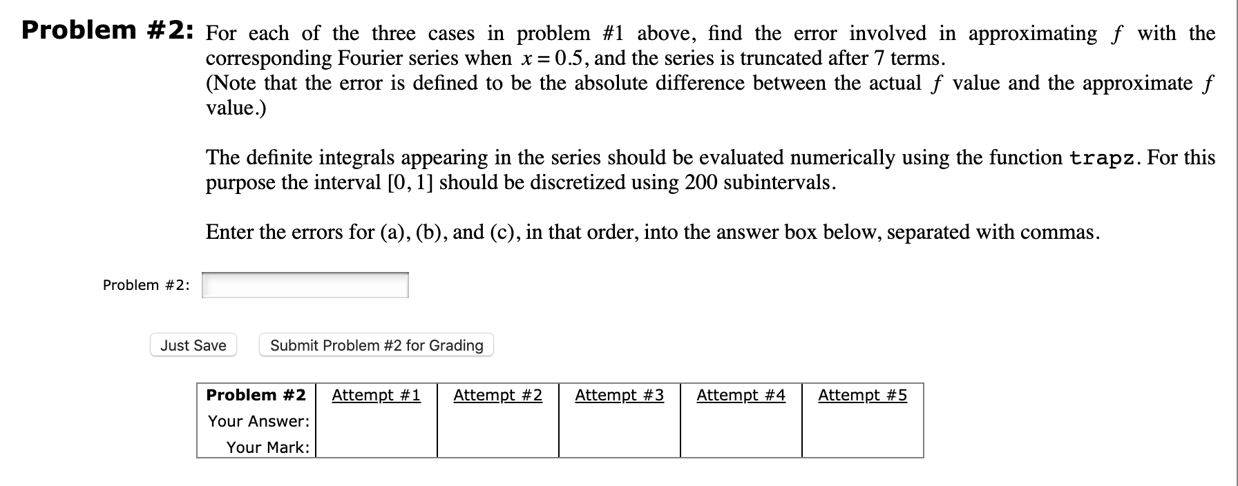 Solved Problem #1: Consider the following function f(x) = V1 | Chegg.com