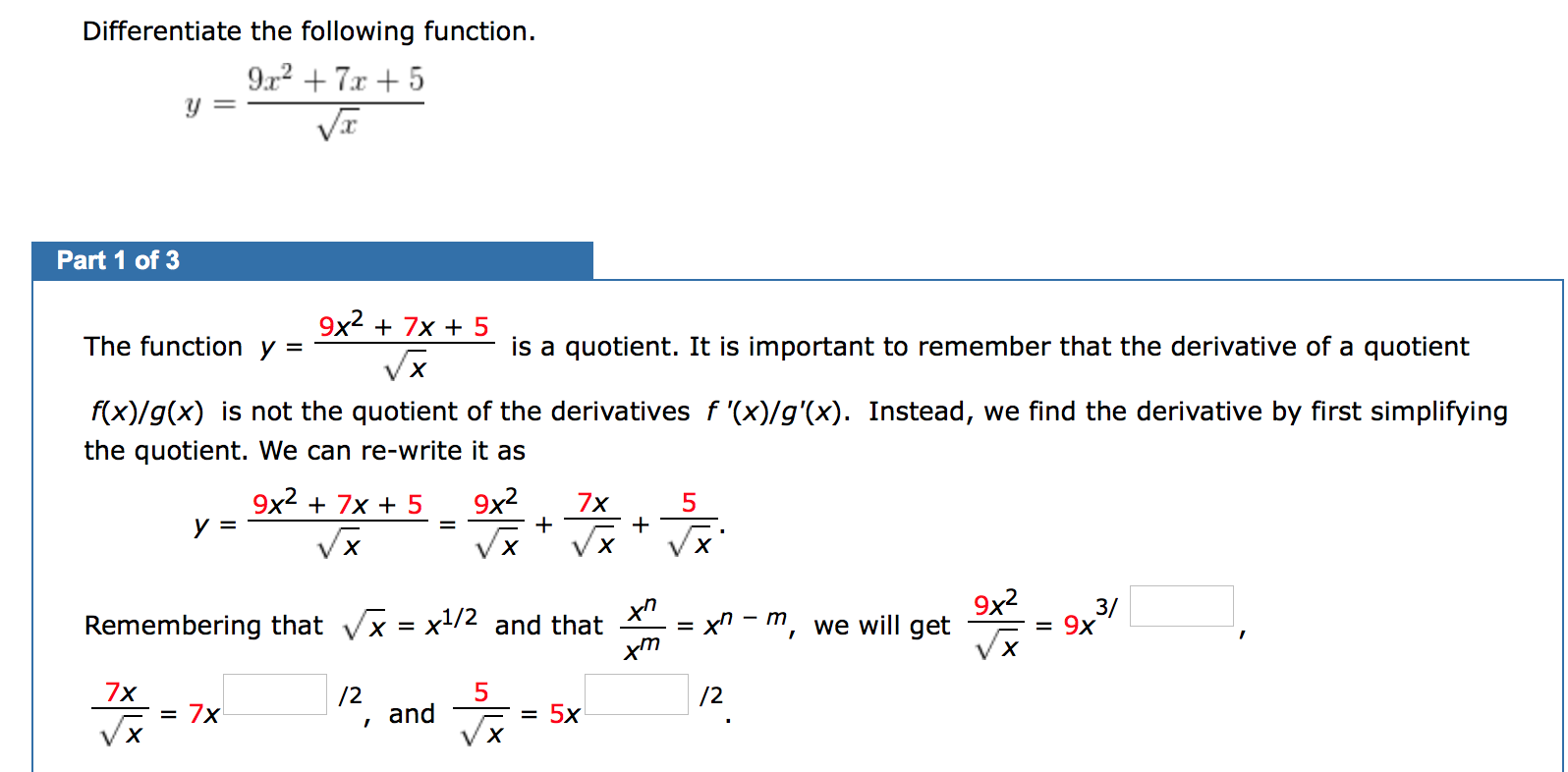Differentiate The Following Function 9 R 7 0 5 Y Chegg Com