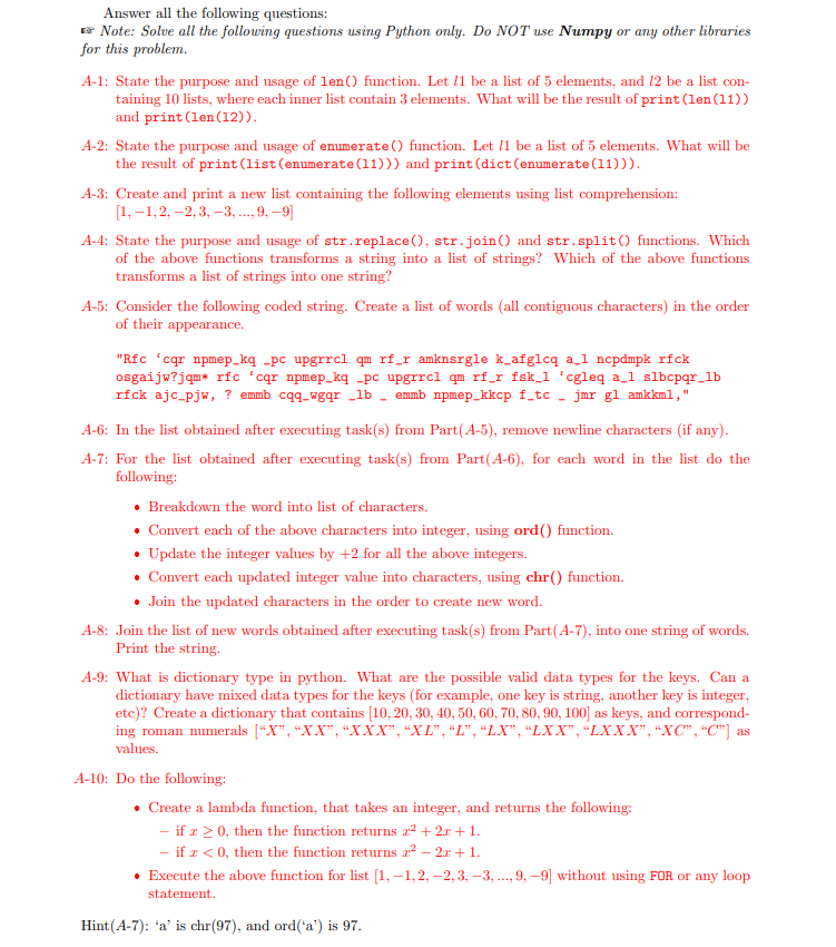Solved Answer all the following questions: * Note: Solve all | Chegg.com