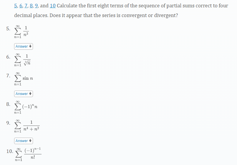 Solved 5,6,7,8,9, And 10 Calculate The First Eight Terms Of | Chegg.com