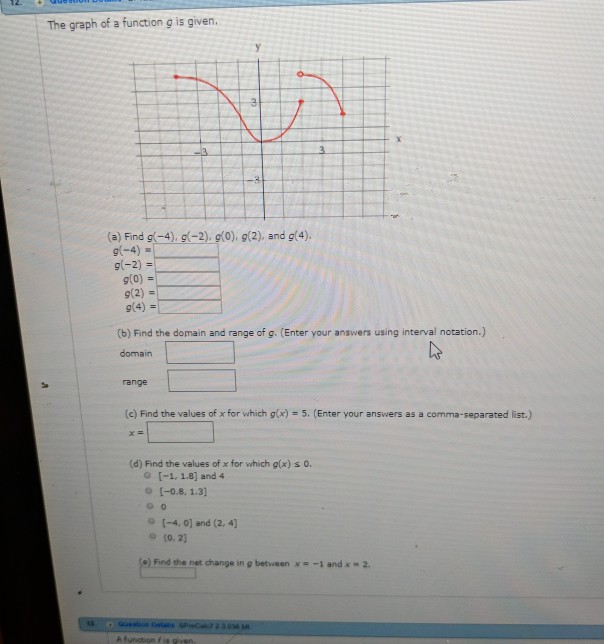 Solved The graph of a function g is given (a) Find g-4), | Chegg.com