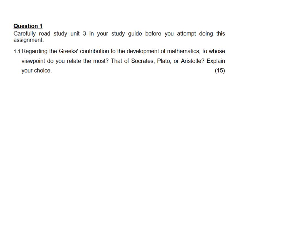 Solved Question 1 Carefully read study unit 3 in your study | Chegg.com