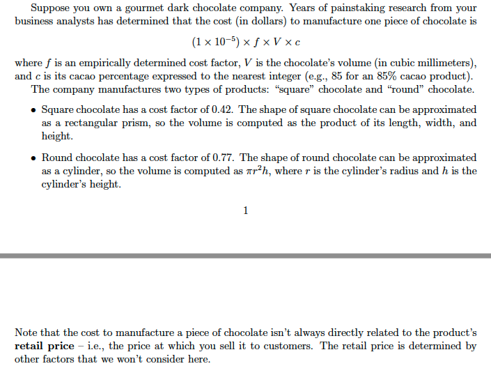 Suppose You Own A Gourmet Dark Chocolate Company Chegg Com