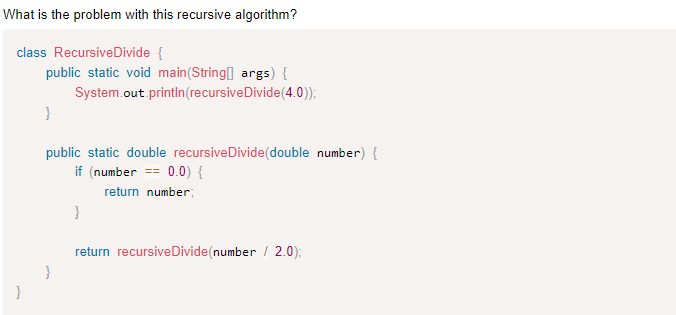 Solved What is the problem with this recursive algorithm? | Chegg.com