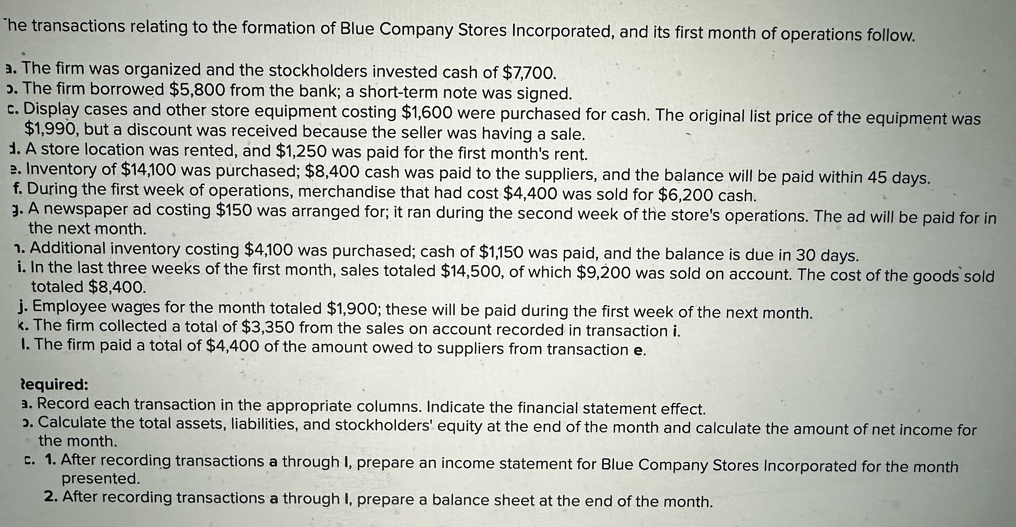 he transactions relating to the formation of Blue | Chegg.com