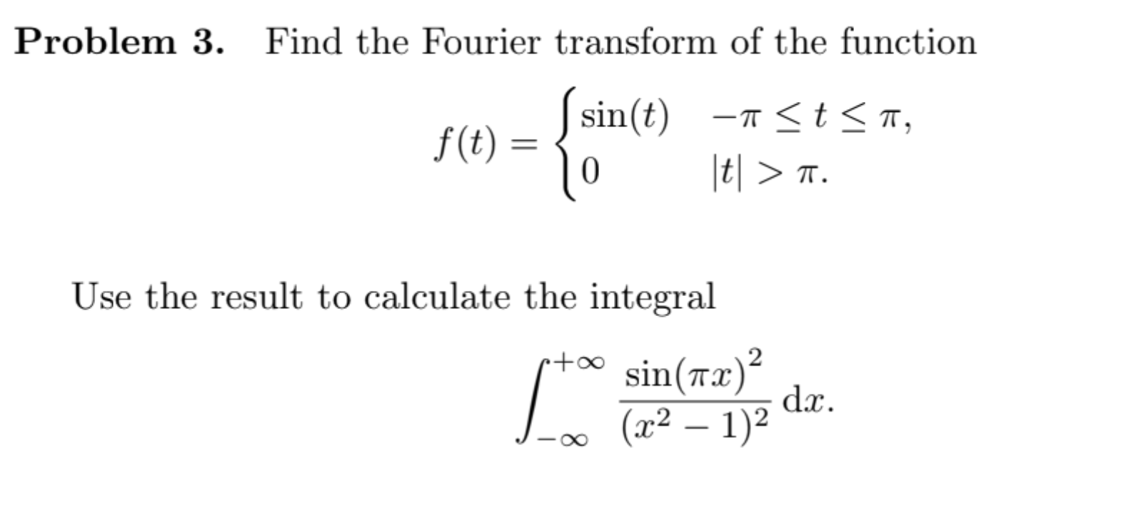Solved Problem 3. Find the Fourier transform of the function | Chegg.com