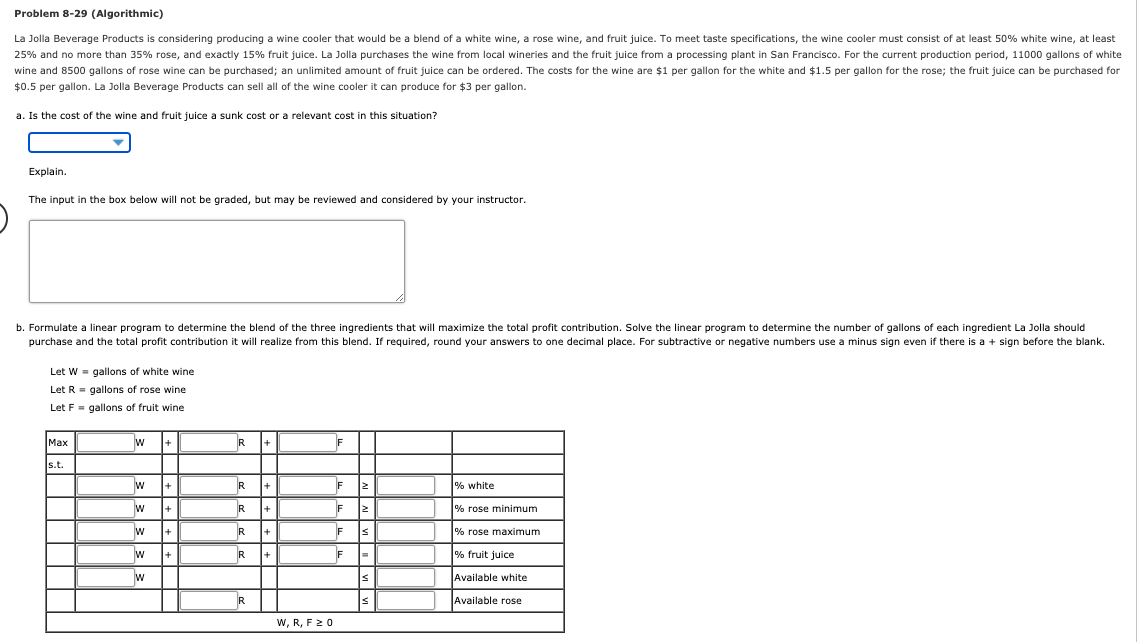 Problem 829 (Algorithmic) La Jolla Beverage Products