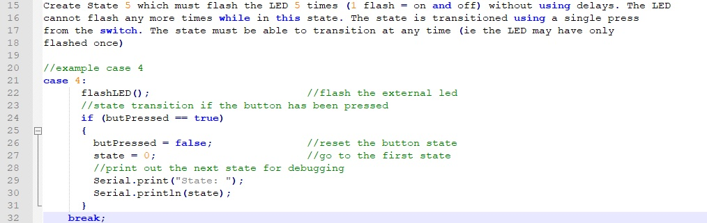 Create State 5 which must flash the LED 5 times (1 | Chegg.com