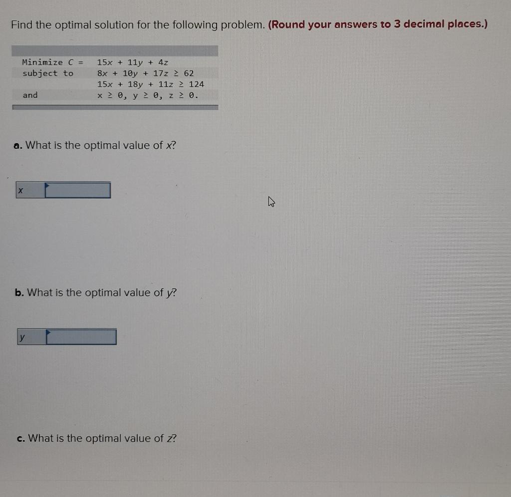 Solved Find the optimal solution for the following problem. | Chegg.com