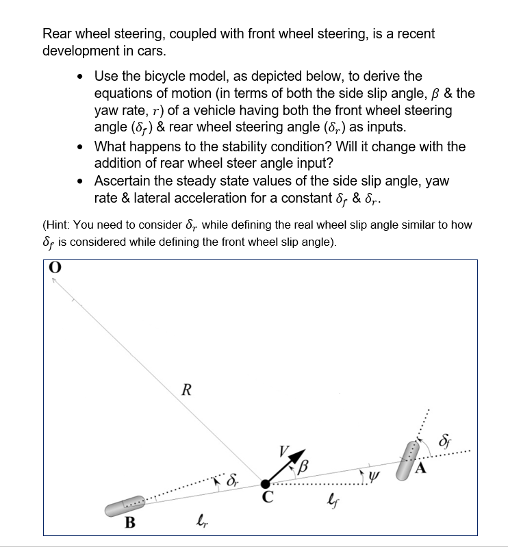 Solved Rear wheel steering, coupled with front wheel