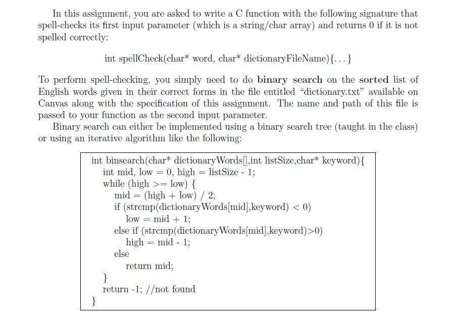 Solved In this assignment, you are asked to write a C | Chegg.com