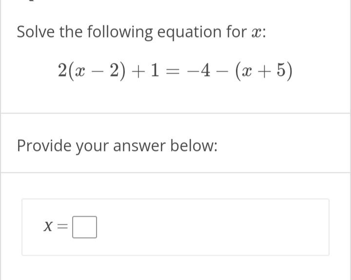 Solved Solve the following equation for x : | Chegg.com