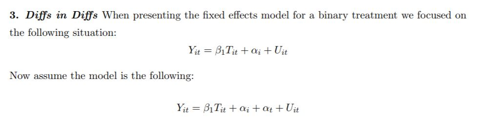 3. Diffs in Diffs When presenting the fixed effects | Chegg.com