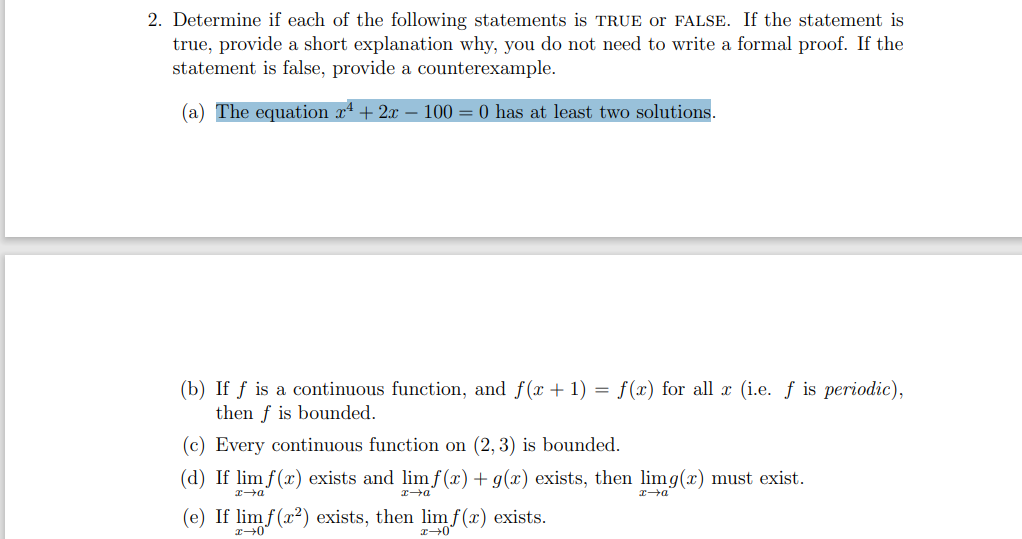 Solved 2. Determine If Each Of The Following Statements Is | Chegg.com