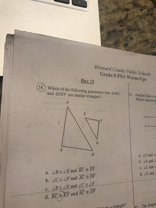 Solved Broward County Public Schools Grade 8 FSA Warm-Ups | Chegg.com