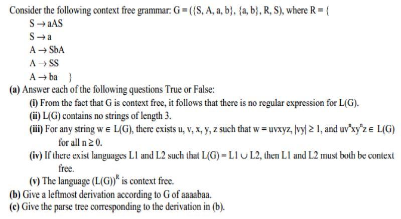 Solved Consider The Following Context Free Grammar: G=({S, | Chegg.com