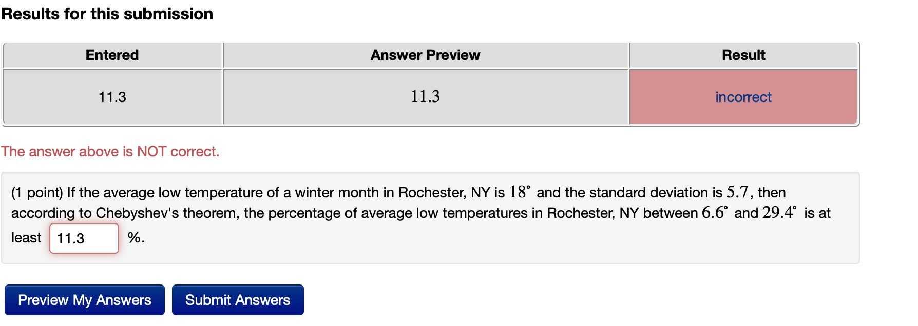 Solved Results For This Submission Entered Answer Preview | Chegg.com