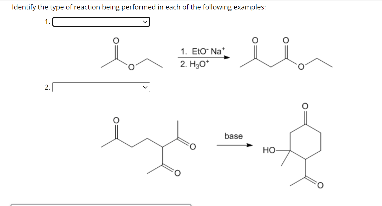 Solved Identify the type of reaction being performed in each | Chegg.com
