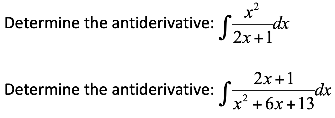 the anti derivative of 2x 1 x 2 is