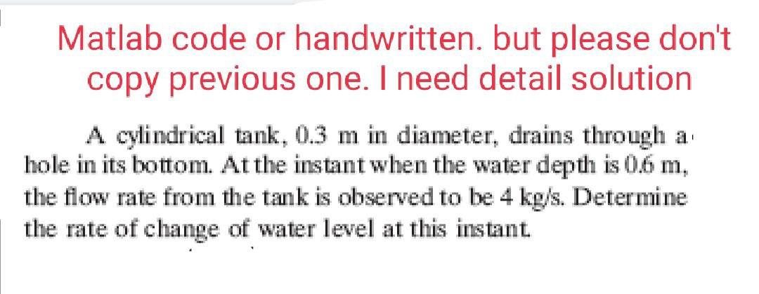 Solved Matlab code or handwritten, but please don't copy | Chegg.com