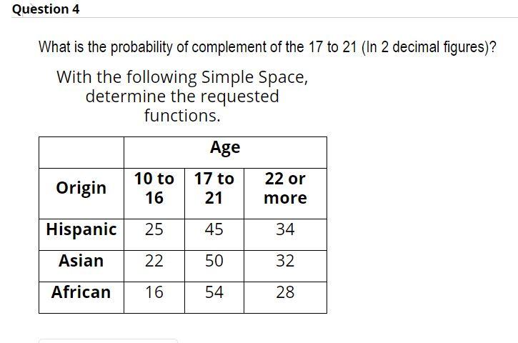 Solved Question 4 What is the probability of complement of | Chegg.com