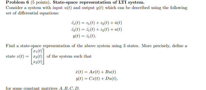 State-space Representation Of LTI System. Consider A | Chegg.com