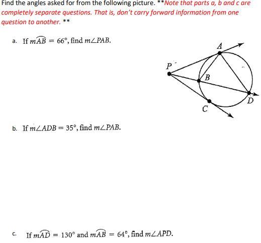 Solved Find The Angles Asked For From The Following Picture. | Chegg.com