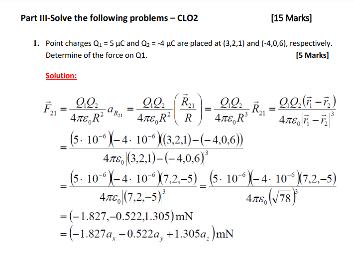 Solved 1 Point Charges Q1 5μc And Q2 −4μc Are Placed At