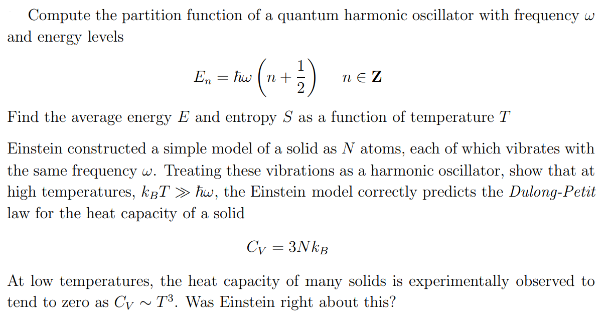 Solved Compute the partition function of a quantum harmonic