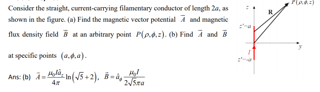 Solved P(p.ø,) Consider the straight, current-carrying | Chegg.com