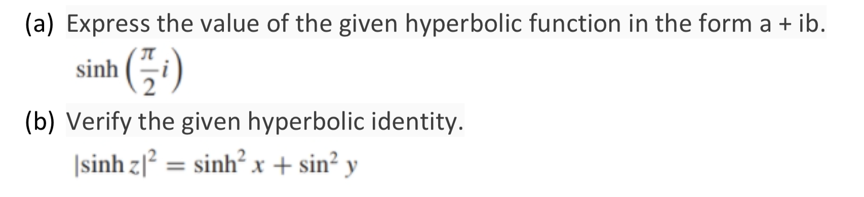 Solved (a) Express the value of the given hyperbolic | Chegg.com