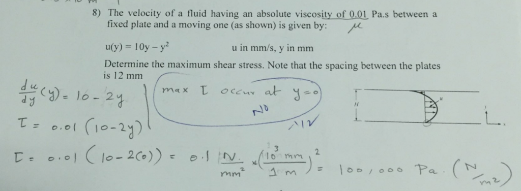 Solved 8) The velocity of a fluid having an absolute | Chegg.com