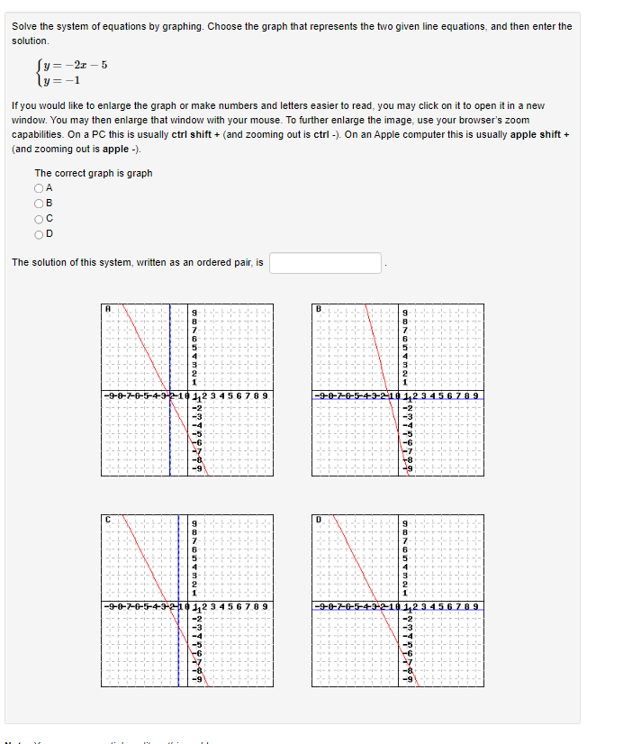 Solved Solve the system of equations by graphing. Choose the | Chegg.com
