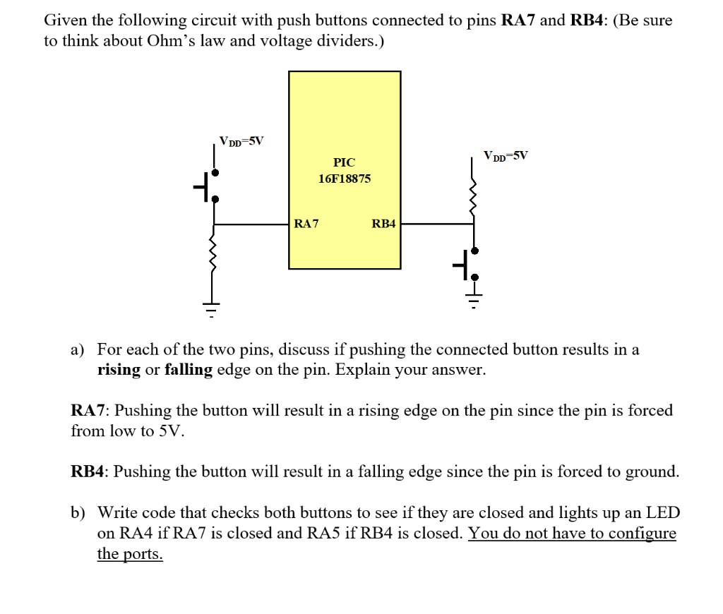 Solved Given the following circuit with push buttons | Chegg.com