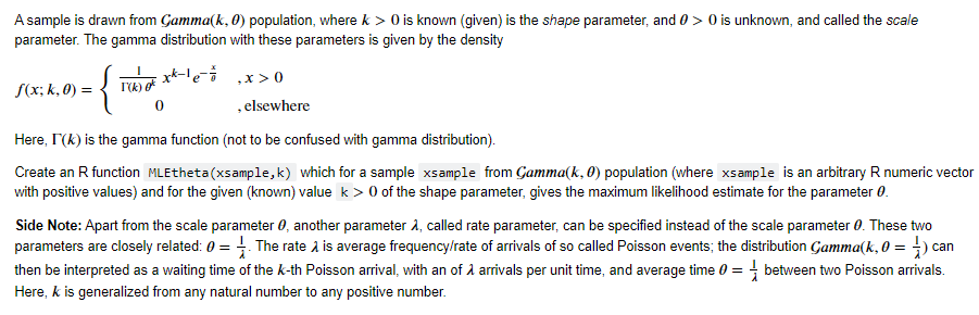 A sample is drawn from Gamma(k,θ) population, where | Chegg.com