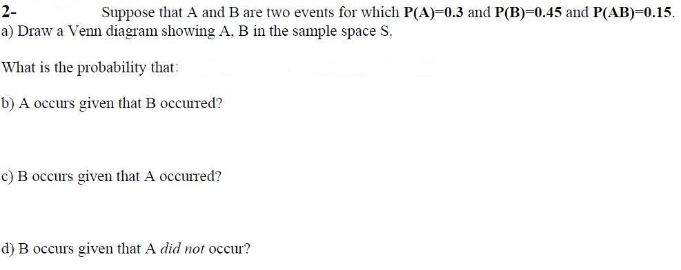 Solved 2- Suppose That A And B Are Two Events For Which | Chegg.com