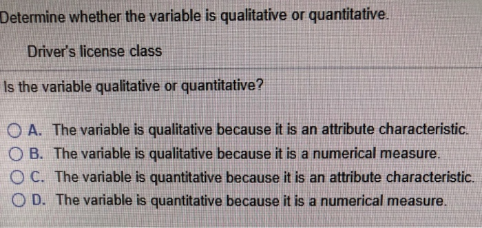 Solved: Determine Whether The Variable Is Qualitative Or Q... | Chegg.com