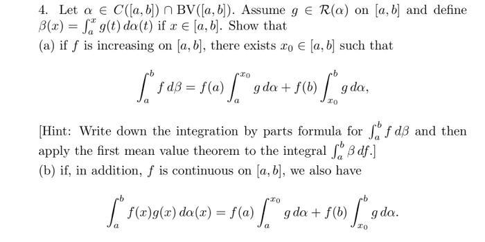 Solved Let alpha isin C([a, b]) Intersection BV([a, b]). | Chegg.com