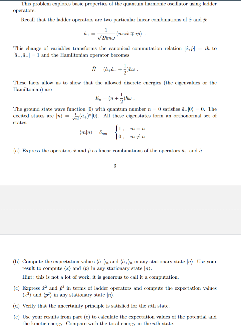 Solved This problem explores basic properties of the quantum | Chegg.com