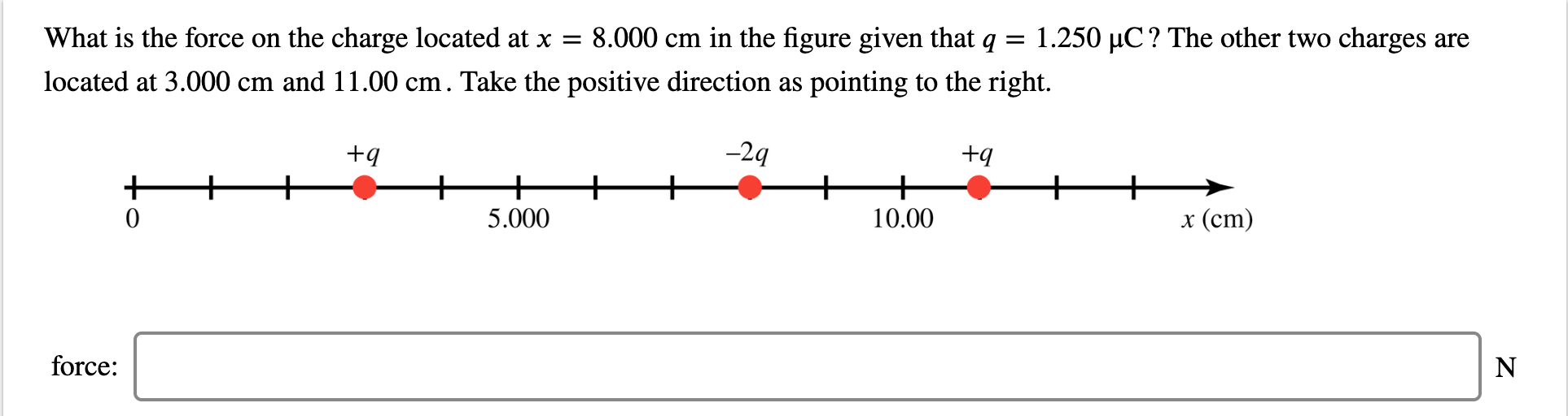 Solved What is the force on the charge located at 𝑥=8.000 | Chegg.com