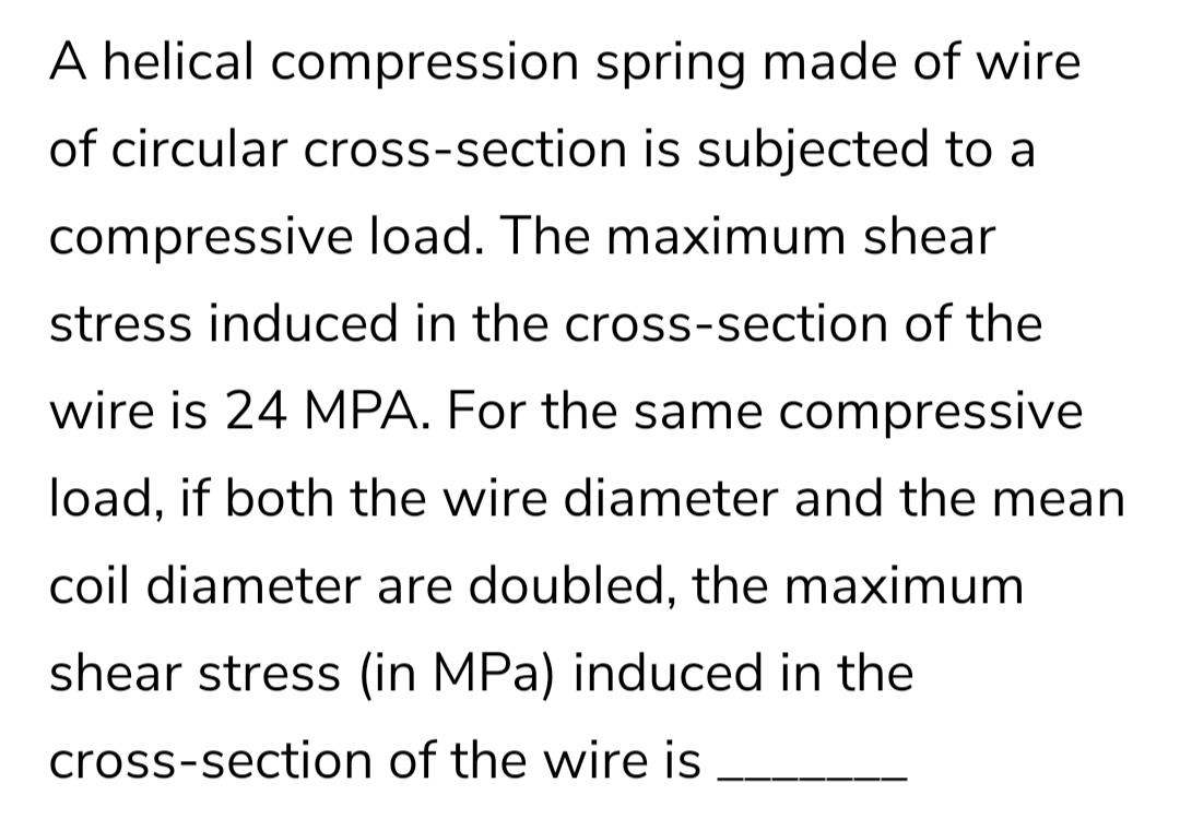 Solved A helical compression spring made of wire of circular