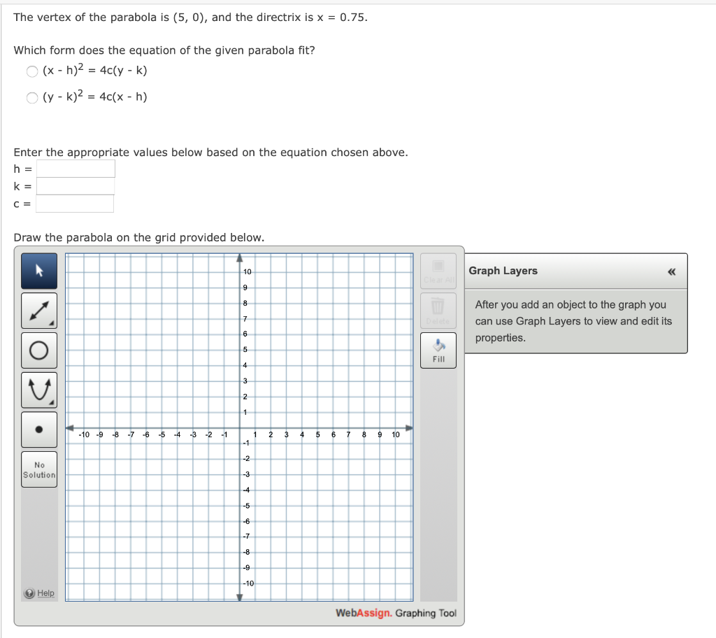 Solved The Vertex Of The Parabola Is 5 0 And The Chegg Com