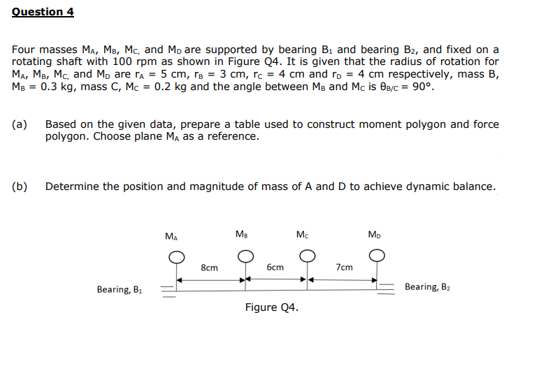 Solved Question 4 Four Masses MA, MB, Mc, And MD Are | Chegg.com