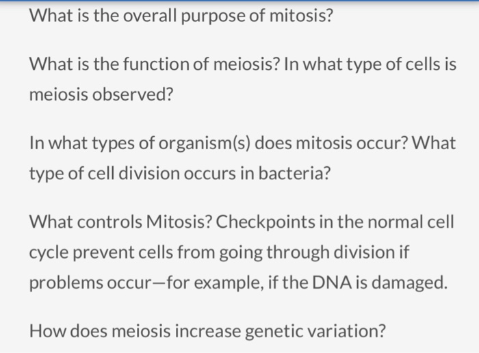 What's The Purpose Of Mitosis